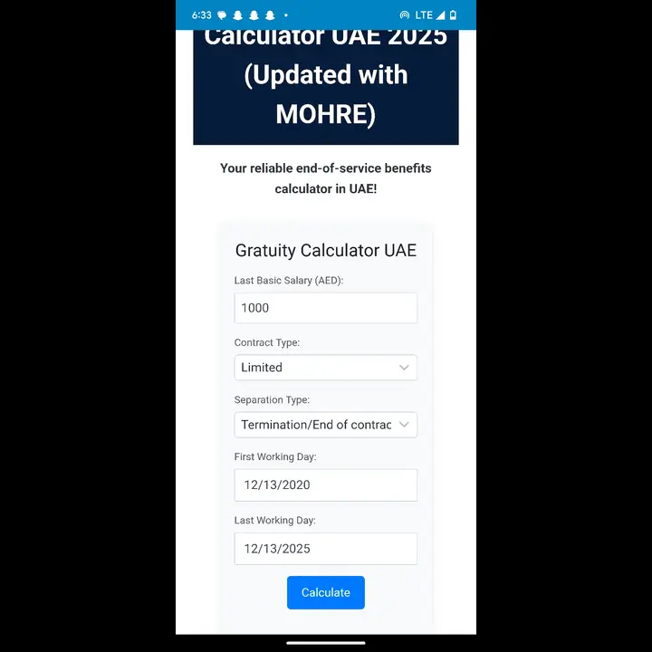gratuity calculator uae app screenshot 2